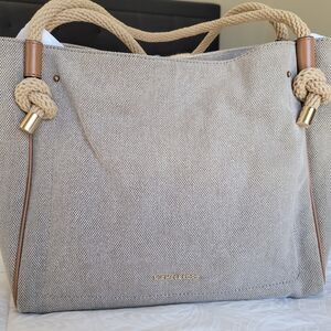 Michael Kors Tan / Natural / Neutral /  Brown Trim Tote Bag Top Rope Handle
